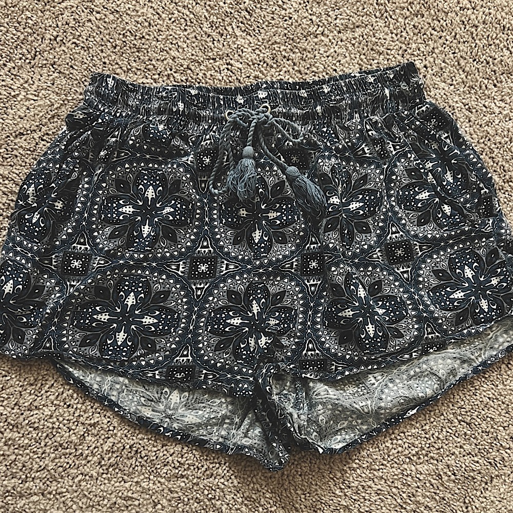 Boho white & blue shorts